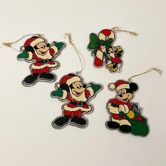 Vintage Lot of 4 Mickey  Minnie Mouse Disney Plastic Sun Catchers Ornaments - Picture 1 of 15